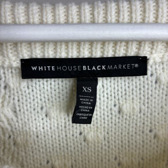 White House Black Market Cream Cable Knit Pearl Embellished Sweater XS - Picture 10 of 10